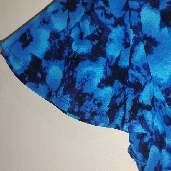 Chaps By Ralph Lauren Floral Crossover Surplice Dress-Blue  Moc Wrap Jersey - Picture 16 of 16